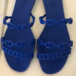 Hermes Chaine d’Ancre Blue Rubber Sandals